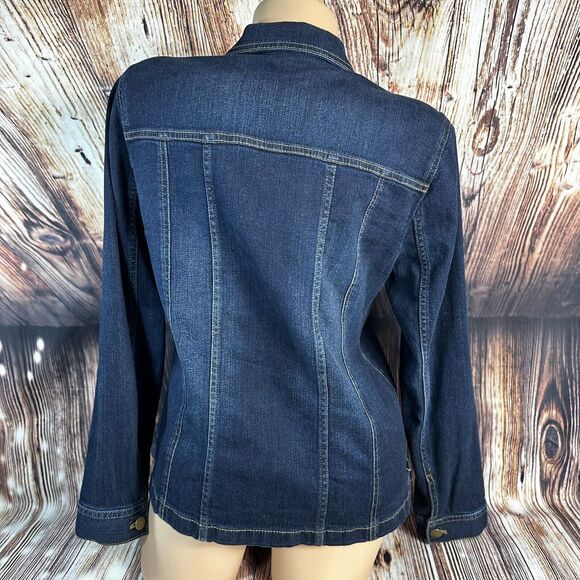 J Jill Womens Size Small Blue Jean Trucker Jacket Denim Coat Button Up Stretch - Picture 3 of 9